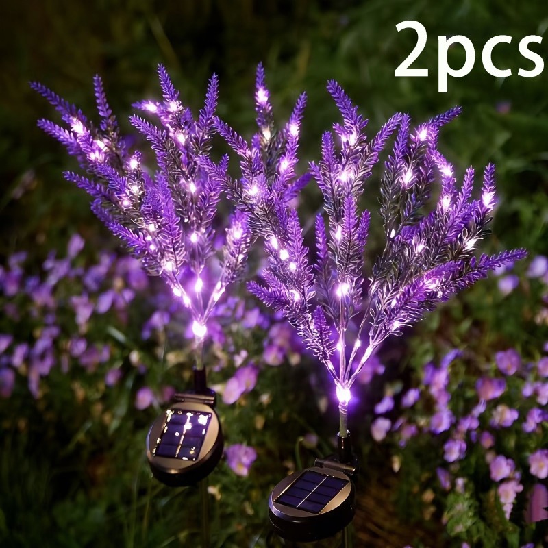 Smart Garden Solar Lights - 1/2개입 7헤드 보라색 태양광 라벤더 정원등,